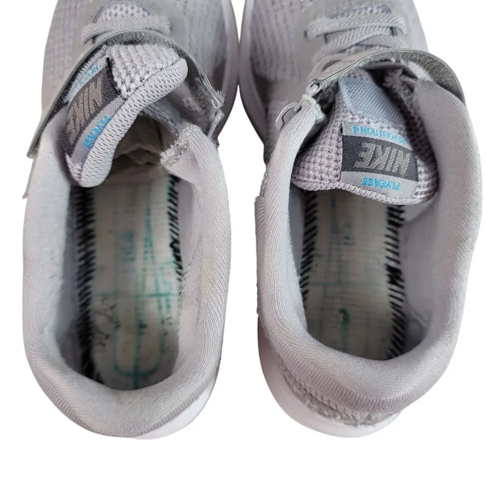 Nike Kids Revolution 4 Flyease PSV Sneakers Gray 2Y Zipper Hook Loop AH7795 READ